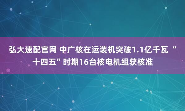 弘大速配官网 中广核在运装机突破1.1亿千瓦 “十四五”时期16台核电机组获核准