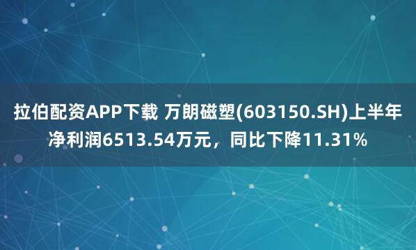 拉伯配资APP下载 万朗磁塑(603150.SH)上半年净利润6513.54万元，同比下降11.31%